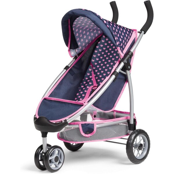Bayer Design Puppen-Poussette mit Doppelrädern und integriertem Korb 46 cm