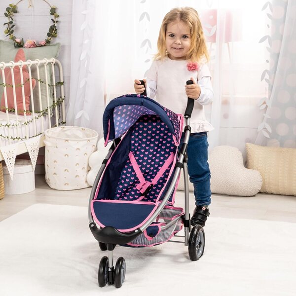 Bayer Design Puppen-Poussette mit Doppelrädern und integriertem Korb 46 cm