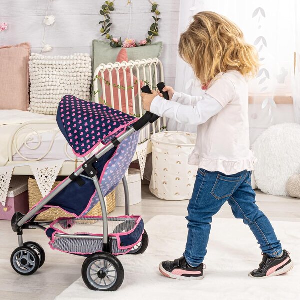 Bayer Design Puppen-Poussette mit Doppelrädern und integriertem Korb 46 cm