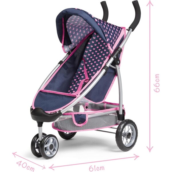 Bayer Design Puppen-Poussette mit Doppelrädern und integriertem Korb 46 cm