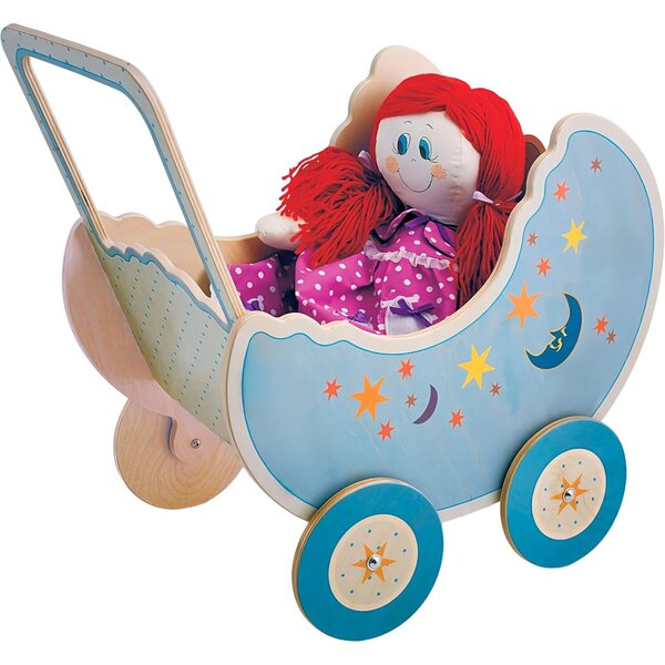 Dida Landau aus Holz für Puppen bis 50 cm – Rollenspiel-Poussette für Kinder von 2–4 Jahren