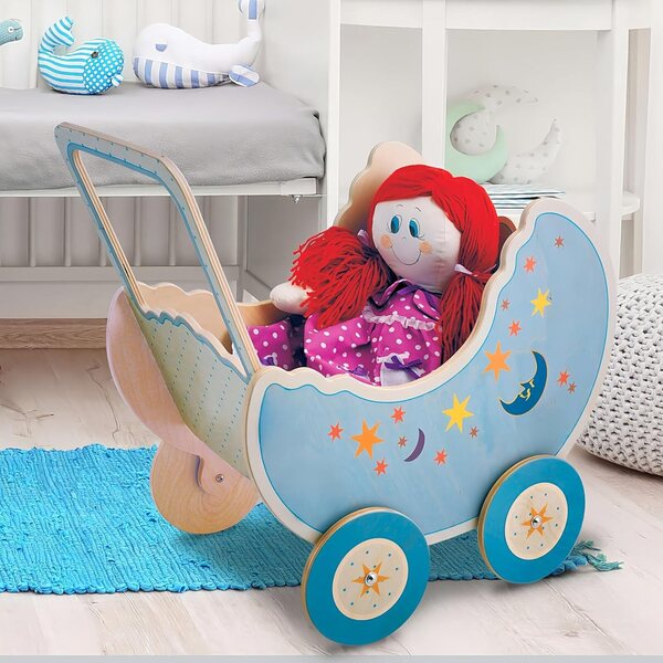 Dida Landau aus Holz für Puppen bis 50 cm – Rollenspiel-Poussette für Kinder von 2–4 Jahren
