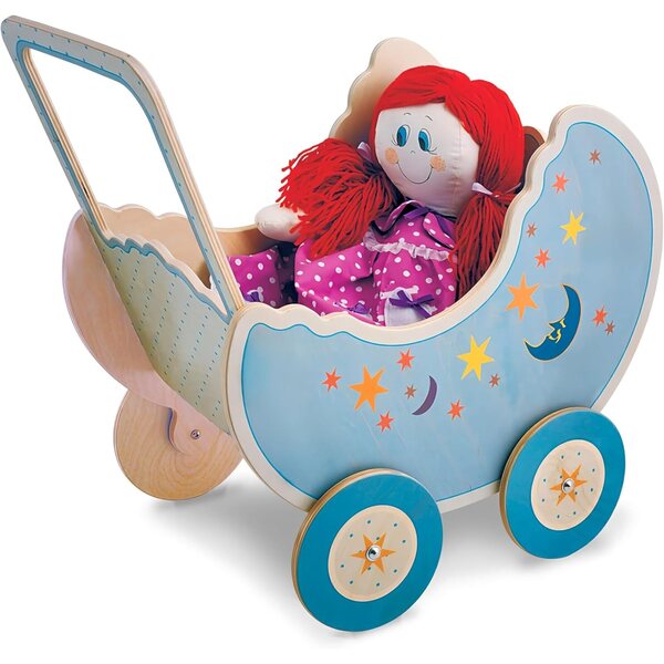 Dida Landau aus Holz für Puppen bis 50 cm – Rollenspiel-Poussette für Kinder von 2–4 Jahren