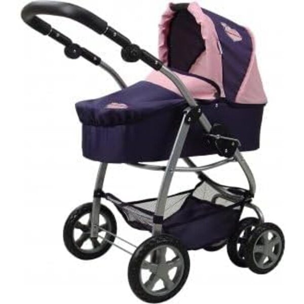 Landau Combi 2 in 1 für Puppen mit verstellbarem Griff und Zubehör – 55 x 43 cm