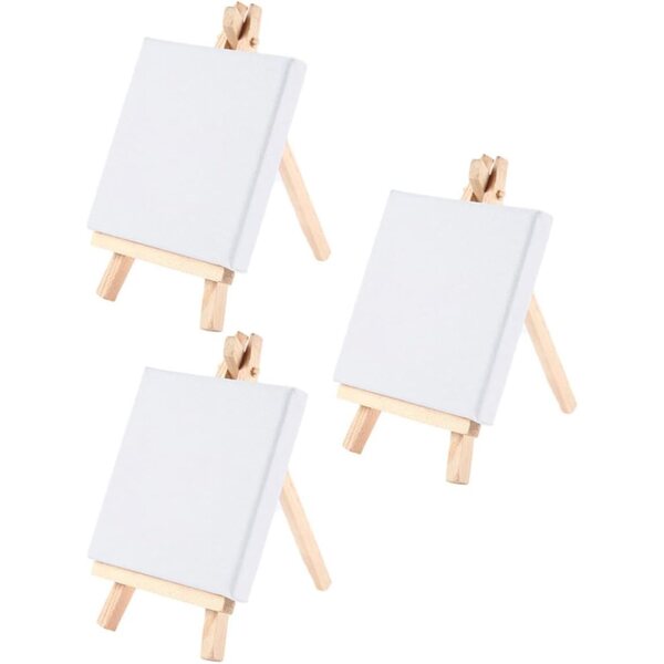 Mini Cavalletto in Legno di Pino Bianco, Set da 3 per Decorazione Casa delle Bambole