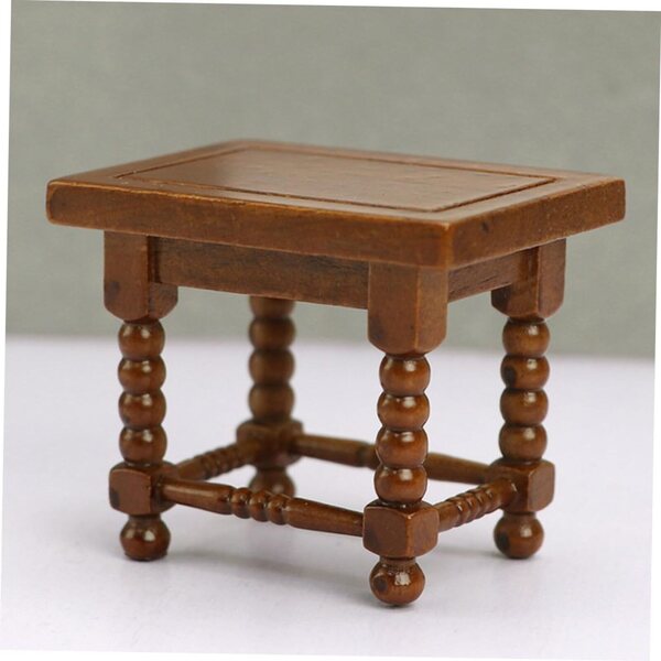 ERINGOGO Mini Mobili Classici in Legno per Casa delle Bambole, Tavolino da Tè Marrone