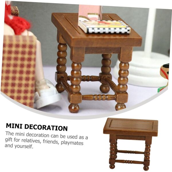 ERINGOGO Mini Mobili Classici in Legno per Casa delle Bambole, Tavolino da Tè Marrone