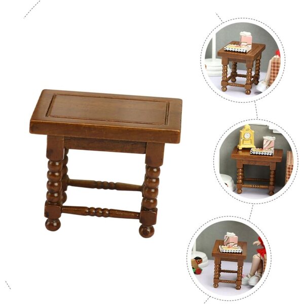 ERINGOGO Mini Mobili Classici in Legno per Casa delle Bambole, Tavolino da Tè Marrone