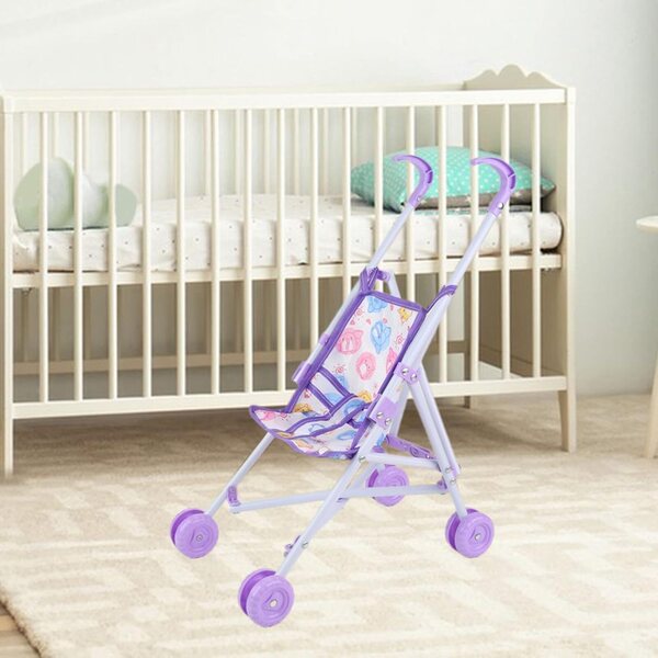Zusammenklappbares Poussette für 10-Zoll-Puppen – Landau-Spielzeug für Kinder von 1–3 Jahren, Lila