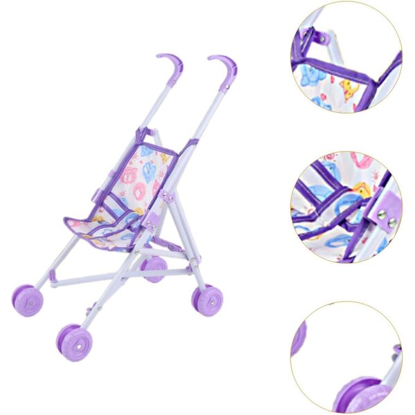 Zusammenklappbares Poussette für 10-Zoll-Puppen – Landau-Spielzeug für Kinder von 1–3 Jahren, Lila
