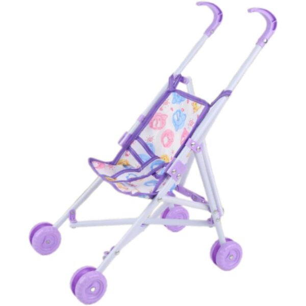 Zusammenklappbares Poussette für 10-Zoll-Puppen – Landau-Spielzeug für Kinder von 1–3 Jahren, Lila