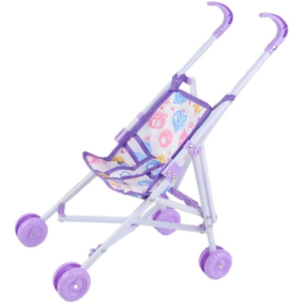 Zusammenklappbares Poussette für 10-Zoll-Puppen – Landau-Spielzeug für Kinder von 1–3 Jahren, Lila