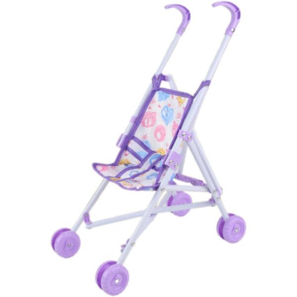 Zusammenklappbares Poussette für 10-Zoll-Puppen – Landau-Spielzeug für Kinder von 1–3 Jahren, Lila
