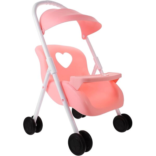 Rosa Puppenpoussette aus Kunststoff, dekoratives Modell für das Puppenhaus