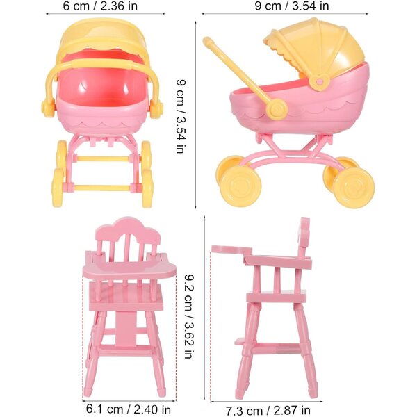 Realistisches und kindersicheres Puppen-Poussette und Hochstuhl aus ABS