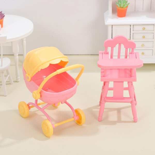 Realistisches und kindersicheres Puppen-Poussette und Hochstuhl aus ABS