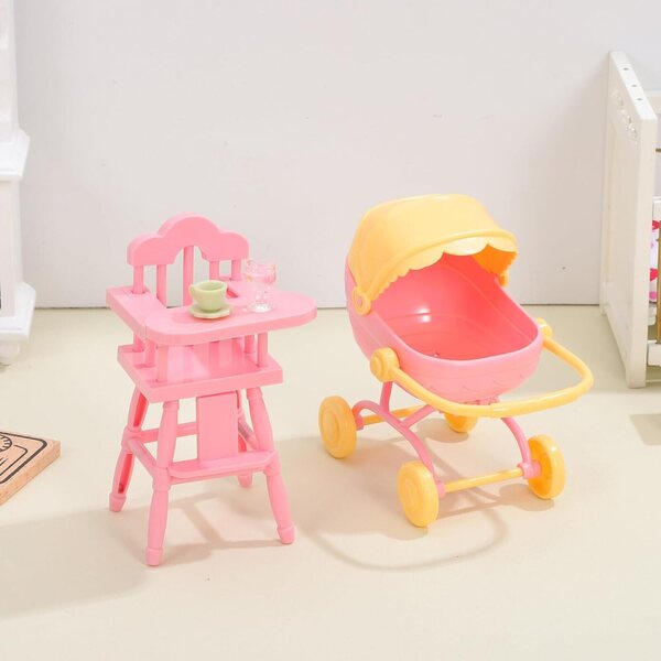 Realistisches und kindersicheres Puppen-Poussette und Hochstuhl aus ABS