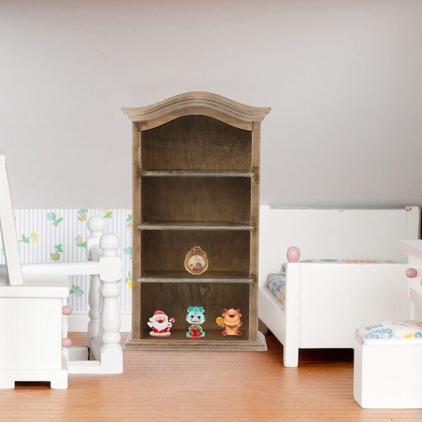 IMIKEYA Libreria Miniatura in Legno per Casa delle Bambole, Decorazione e Portaoggetti