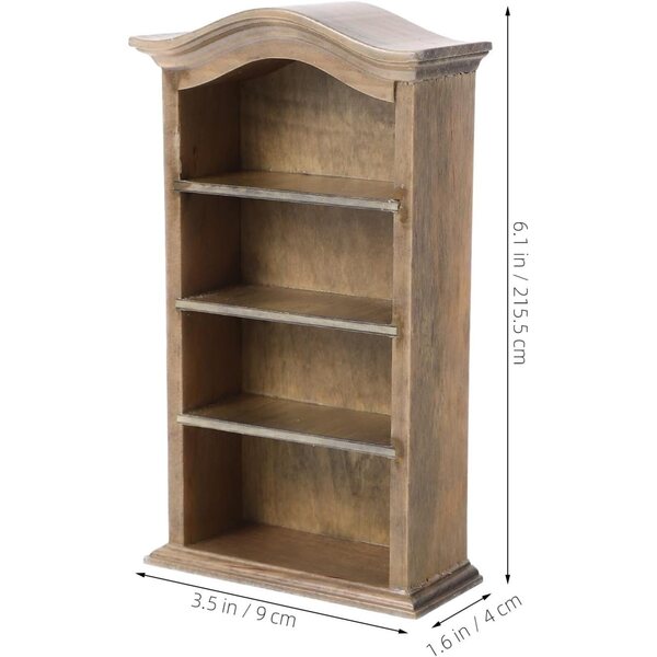 IMIKEYA Libreria Miniatura in Legno per Casa delle Bambole, Decorazione e Portaoggetti