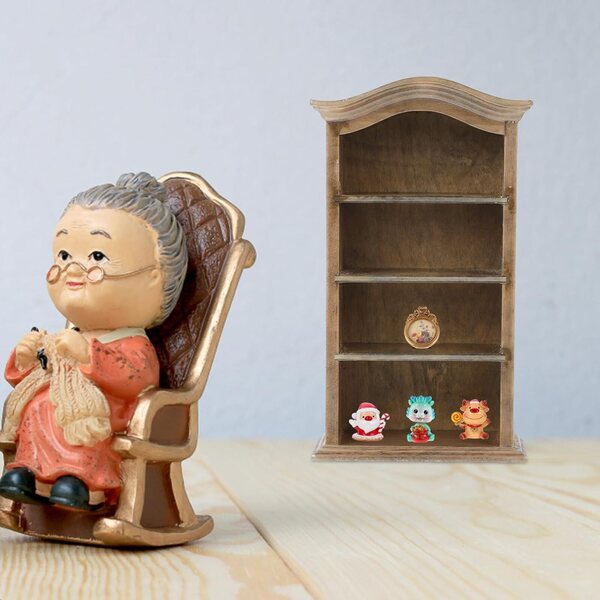 IMIKEYA Libreria Miniatura in Legno per Casa delle Bambole, Decorazione e Portaoggetti