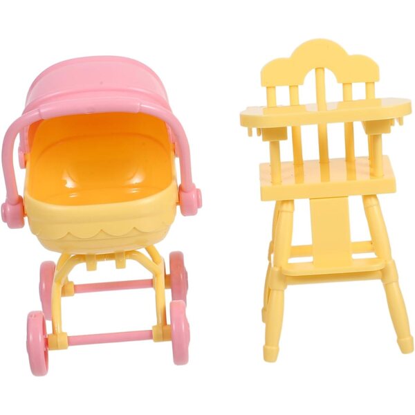 Mini-Poussette und Hochstuhl-Set für Puppen aus sicherem ABS – Spiel und Entwicklung für Kinder