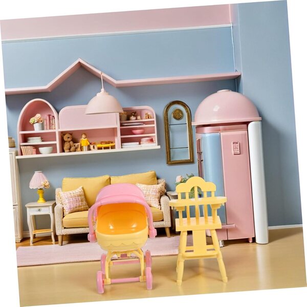 Mini-Poussette und Hochstuhl-Set für Puppen aus sicherem ABS – Spiel und Entwicklung für Kinder