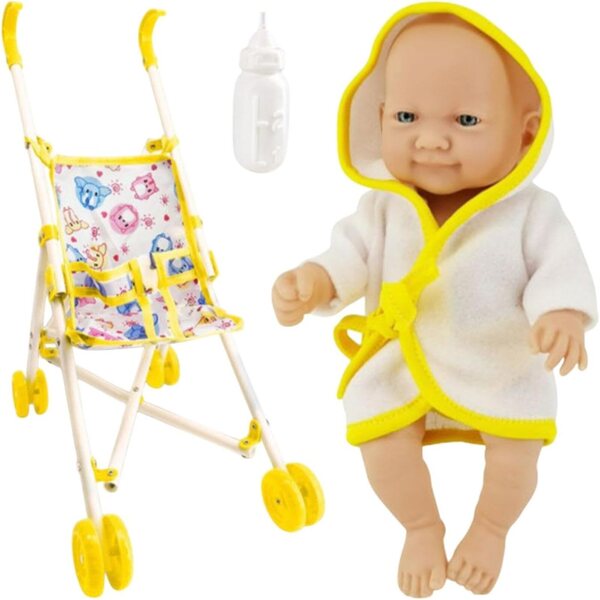 Passeggino per bambole pieghevole con cintura di sicurezza - Gioco per bambine 3+ anni
