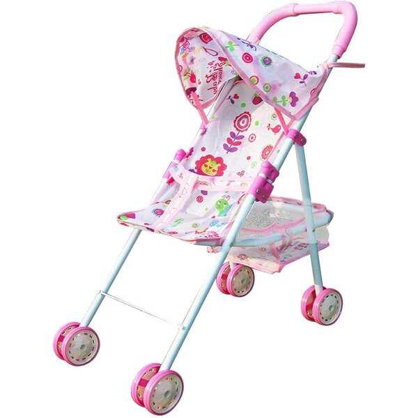 Passeggino giocattolo pieghevole per bambini con cestino inferiore: stimolazione creativa e divertente
