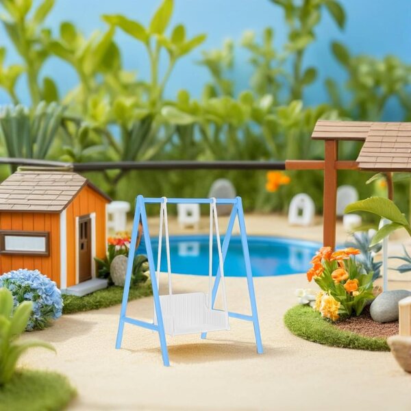 Altalena Miniatura 1:12 in Plastica Resistente per Casa delle Bambole Blu