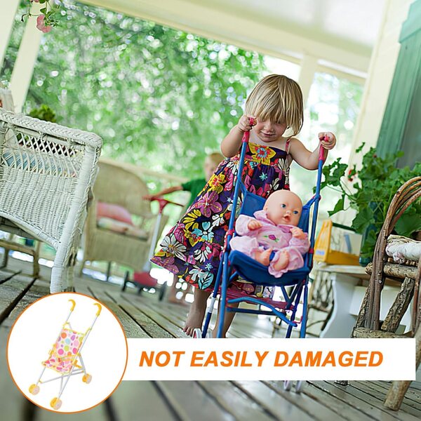 Realistischer Kinderwagen für ERINGOGO-Puppe, leicht aus Metall und mehrfarbigem Oxford-Stoff