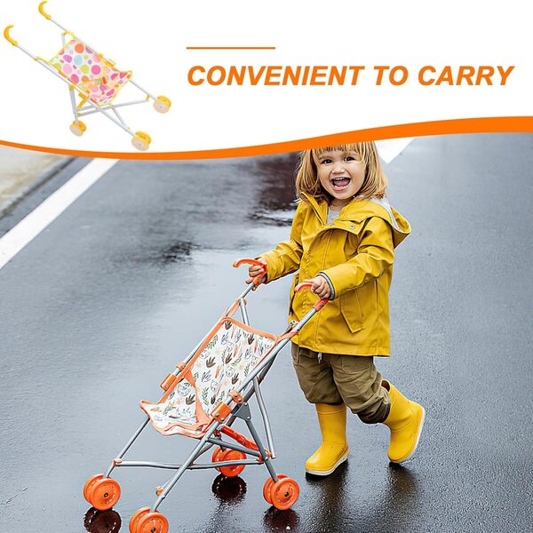 Realistischer Kinderwagen für ERINGOGO-Puppe, leicht aus Metall und mehrfarbigem Oxford-Stoff