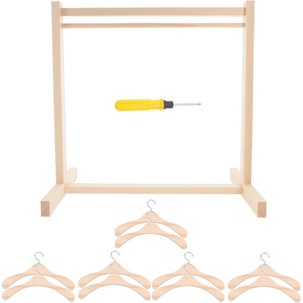 Holz-Kleiderbügel-Set für Miniaturpuppen, 10-teilig, rutschfester Puppenhaus-Organizer