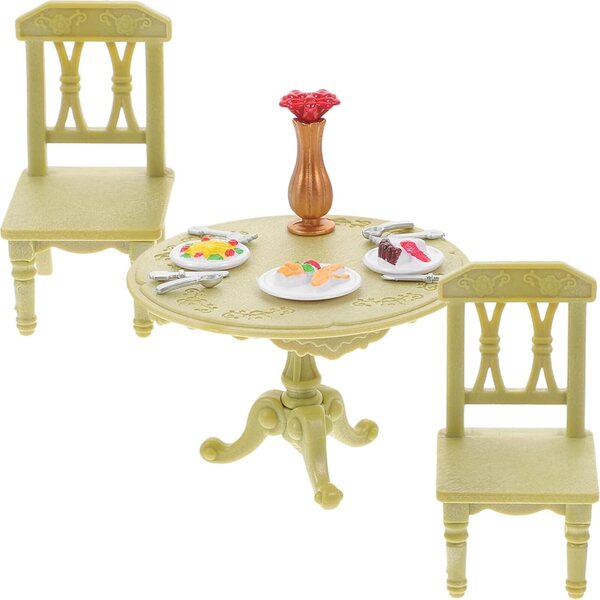 BESPORTBLE Set Mini Mobili Cucina in ABS, Tavolo e Sedie Miniatura per Casa delle Bambole