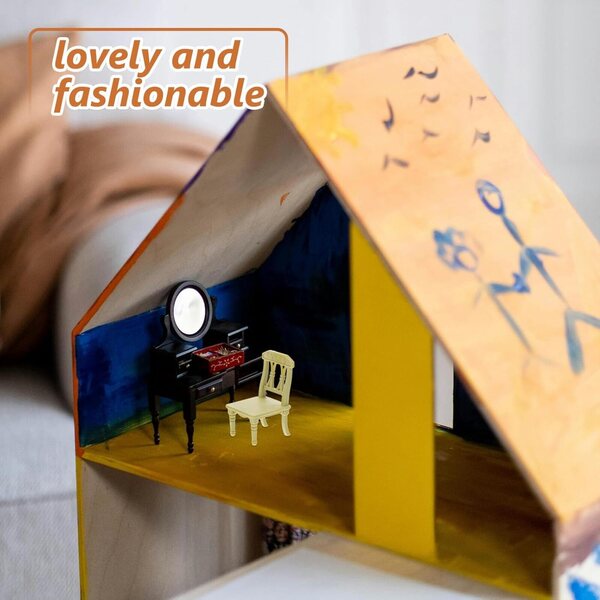 BESPORTBLE Set Mini Mobili Cucina in ABS, Tavolo e Sedie Miniatura per Casa delle Bambole