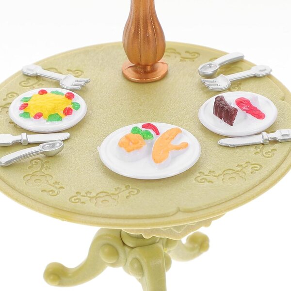 BESPORTBLE Set Mini Mobili Cucina in ABS, Tavolo e Sedie Miniatura per Casa delle Bambole