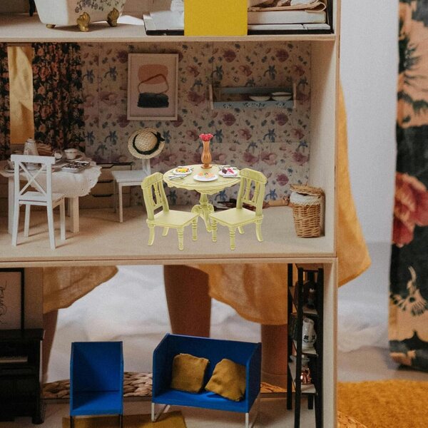 BESPORTBLE Set Mini Mobili Cucina in ABS, Tavolo e Sedie Miniatura per Casa delle Bambole