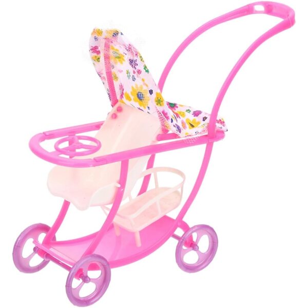 Rosa Miniatur-Poussette für Puppen, kreatives Accessoire für Rollenspiele
