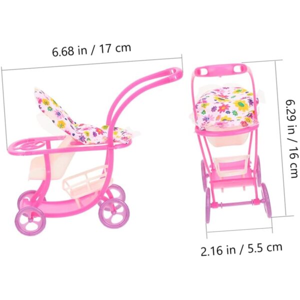 Rosa Miniatur-Poussette für Puppen, kreatives Accessoire für Rollenspiele
