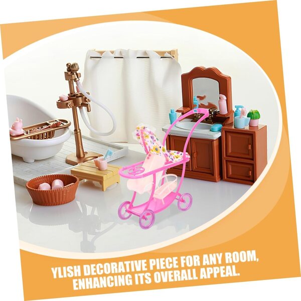 Rosa Miniatur-Poussette für Puppen, kreatives Accessoire für Rollenspiele