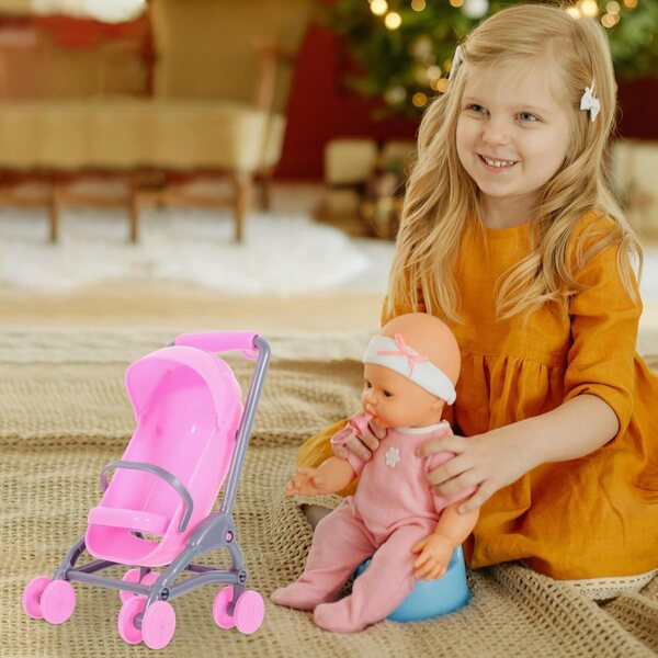 Vaguelly 2-teiliges Poussette für realistische und rosafarbene Puppen für Mädchen