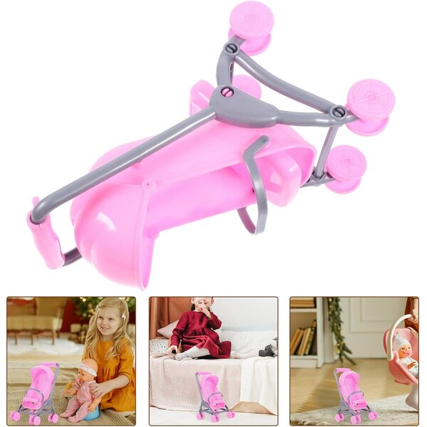 Vaguelly 2-teiliges Poussette für realistische und rosafarbene Puppen für Mädchen