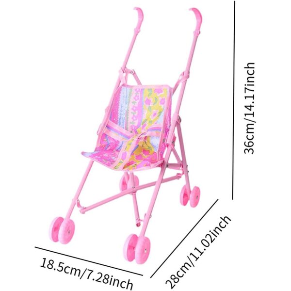Spielzeug-Poussette für Puppen, Höhe 36 cm, Rollenspiele und Lernen