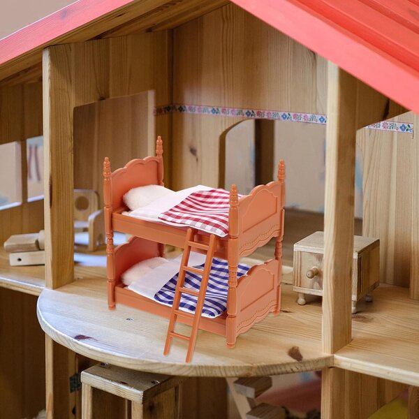 Mini Letto a Castello in Plastica per Casa delle Bambole, Accessorio Decorativo Realistico