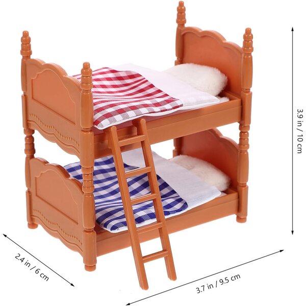 Mini Letto a Castello in Plastica per Casa delle Bambole, Accessorio Decorativo Realistico