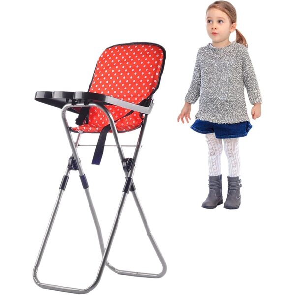 Passeggino da gioco per bambini PRIMUZ - Accessorio per giochi di ruolo rosso e bianco facile da montare
