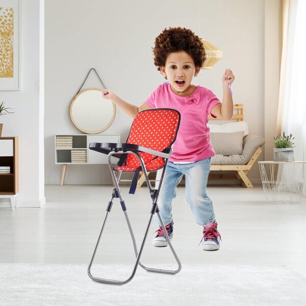 PRIMUZ Kinder-Kinderwagen – einfach zu montierendes rot-weißes Rollenspielzubehör