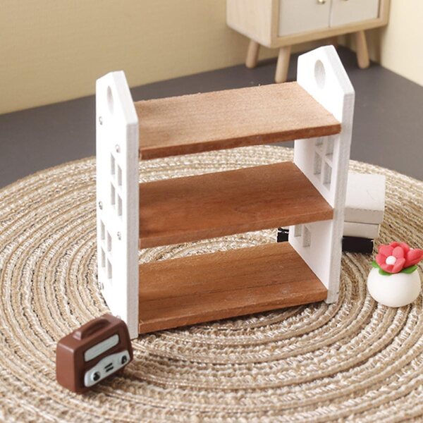 BESPORTBLE Scaffale in Legno 3 Ripiani per Miniature e Casa delle Bambole