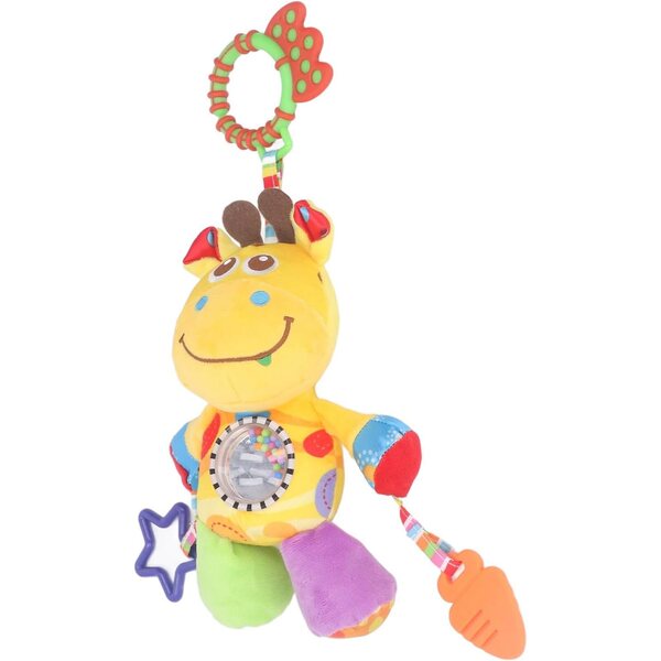 Baby-Plüschrassel mit Tiermotiven, beruhigender Glocke und praktisch zum Aufhängen