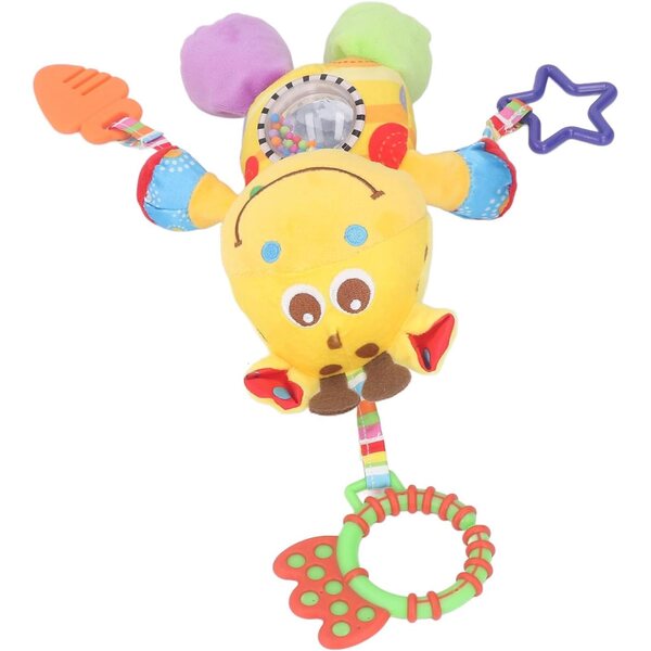 Baby-Plüschrassel mit Tiermotiven, beruhigender Glocke und praktisch zum Aufhängen