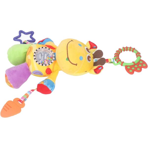 Baby-Plüschrassel mit Tiermotiven, beruhigender Glocke und praktisch zum Aufhängen